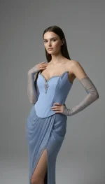 ⁦طقم سهرة كورسيه وتنورة شبكية⁩ - الصورة ⁦4⁩