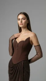 ⁦طقم سهرة كورسيه وتنورة شبكية⁩ - الصورة ⁦18⁩