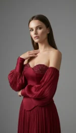 ⁦فستان سهرة كورسيه بأكمام منفصلة⁩ - الصورة ⁦3⁩
