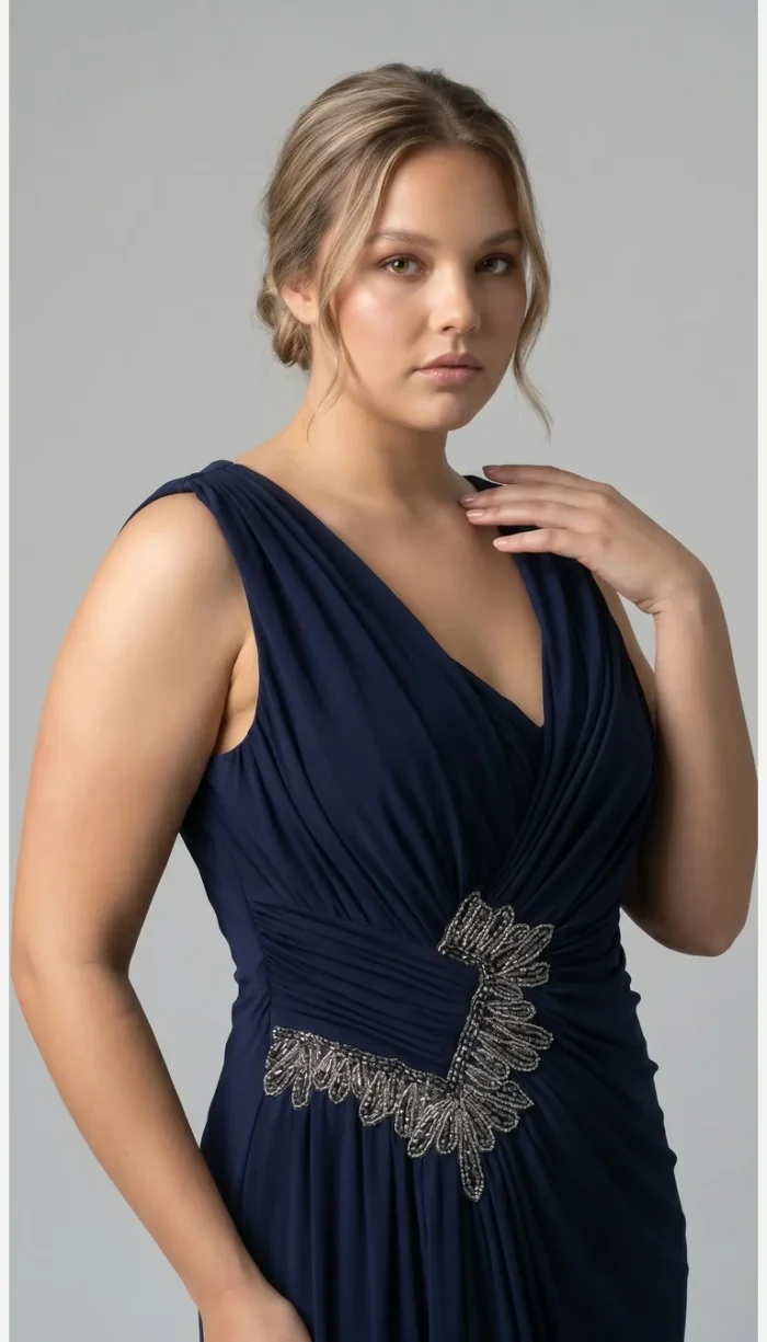 صورة 11 لـفستان سهرة منسدل بياقة V من LAVYA – موديل LV-022