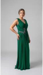 صورة 14 لـفستان سهرة منسدل بياقة V من LAVYA – موديل LV-022