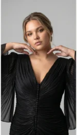 صورة 8 لـفستان سهرة لامع بأكمام قصيرة من LAVYA – موديل LV-027